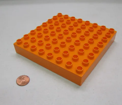 Vintage Lego Duplo ORANGE THICK BASE PLATE 8 x 8 Pegs Building Block Base 8x8