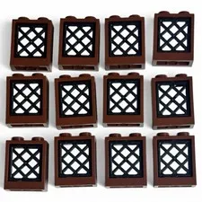 Lot of 2 LEGO Ninjago 1x4x6 Glass Window w/ Logogram 57895pb005 2507 2504 2520