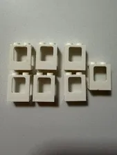 LEGO BULK LOT 7 WHITE WINDOWS 1X2X2 AIRPLANE TRAIN  NO PANES #60032