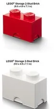 LEGO Lot Two (2) 4002 Large Storage Bins Box 1x2 Brick 1 White + 1 Red NEAR MINT