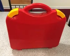 2012 The Lego Group Red Plastic Storage/Carry Case w/ Dividers & Locking Latches