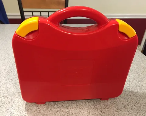 2012 The Lego Group Red Plastic Storage/Carry Case w/ Dividers & Locking Latches