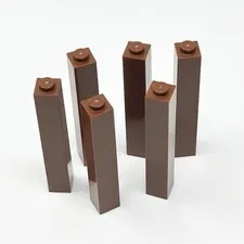 2453b LEGO Parts Brick 1x1x5 Solid Stud REDDISH BROWN (6)