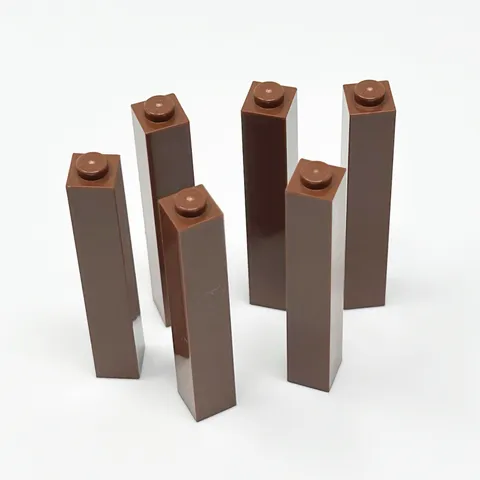 2453b LEGO Parts Brick 1x1x5 Solid Stud REDDISH BROWN (6)