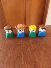 Vintage Lego DUPLO FIGURES Older Style Heads Square People LOT of 4 EUC!!!
