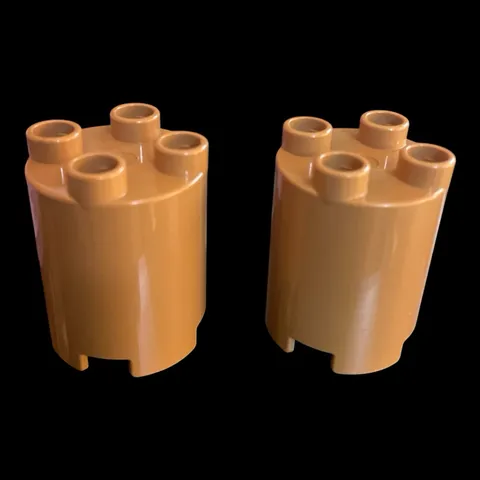lot of 2 tan Duplo bricks-  2X2 pillar bricks - combined shipping (BRN16)