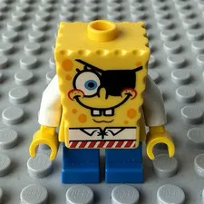 LEGO SpongeBob SquarePants Minifigure w/ Eyepatch & Blue Legs read