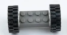 Vintage LEGO Gray 2x6 Brick with Black Treaded Wheels – Original Parts