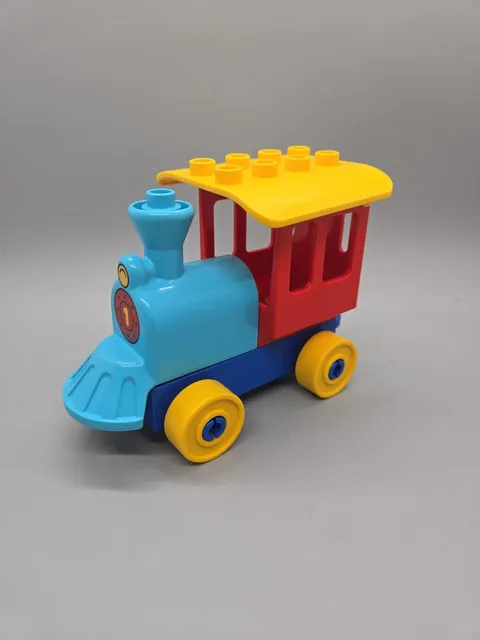 Lego DUPLO Train Engine w/ Smokestack Base  Cab Wheels Blue Yellow Red