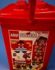 Vintage LEGO System 1885 Basic Building Set Storage Bucket Red Lid 1990s
