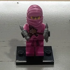 LEGO NINJAGO Pink Ninja Minifigure with Hood/Head Wrap and Weapons