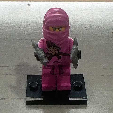 LEGO NINJAGO Pink Ninja Minifigure with Hood/Head Wrap and Weapons