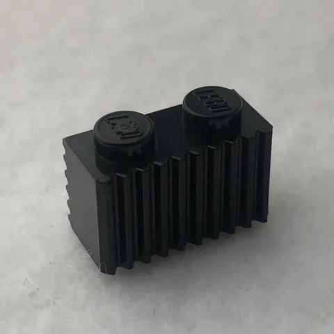 LEGO 2877 Black Brick, Modified 1 x 2 with Grille / Fluted Profile (x1)