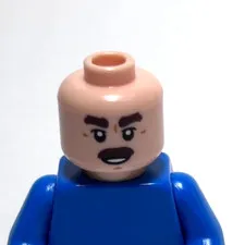 Lego - Minifigure Head - Dual Sided - Light Skin, Brown Moustache / Eyebrows