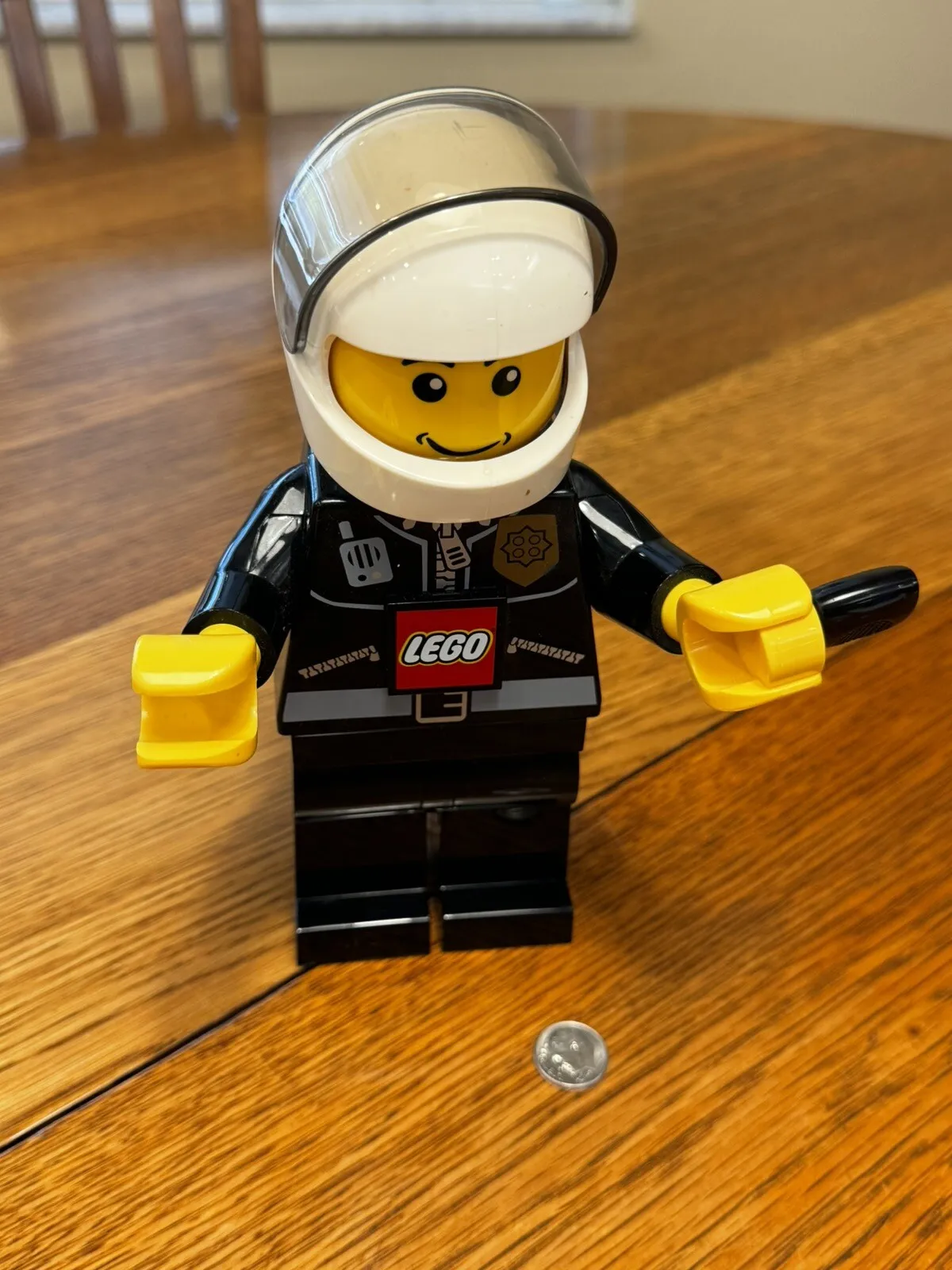Lego 2009 Large 8" Figure Crank Dynamo Flashlight Motorcycle Police  W Visor!
