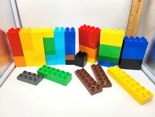 Duplo Lego Lot of 60 Bricks Building Blocks Assorted Colors sizes VGUC