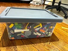 2 LEGO Bulk Lot Mixed Pieces Multicolor Plastic Bricks in Storage Box.