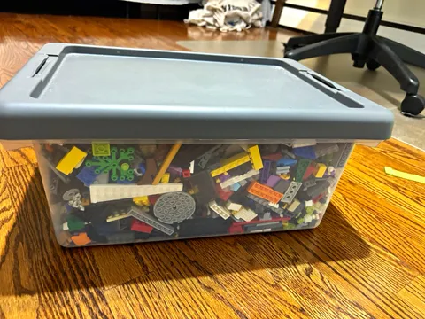 2 LEGO Bulk Lot Mixed Pieces Multicolor Plastic Bricks in Storage Box.