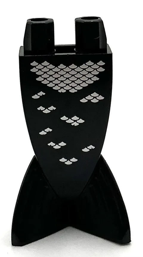 Lego New Black Tail Mermaid Merman Straight w/ Scattered Silver Scales Part