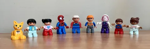 Vintage Lot of 9 Lego Duplo Figures-Spider Man-Ghost Spider-Construction Workers