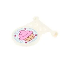 1x LEGO White Round Pole Sticker Flag Sign 13459PB005 Muffin Cupcake