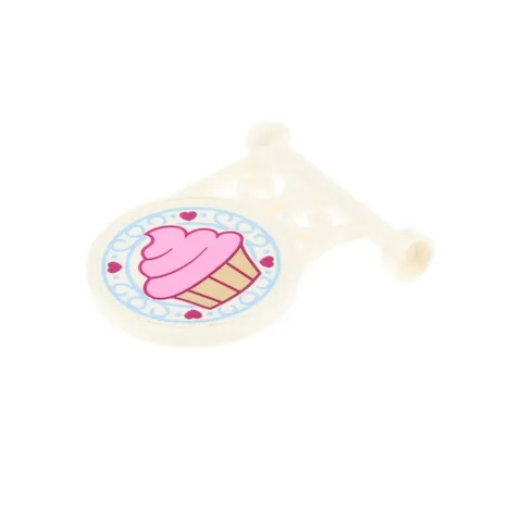 1x LEGO White Round Pole Sticker Flag Sign 13459PB005 Muffin Cupcake