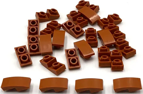 Lego 25 New Dark Orange Slopes Sloped Curved 2 x 1 x 2/3 Stud Inverted Parts