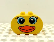 Lego Duplo Printed Brick 2x4 Girl Bird Eyes & Beak (2pc.) yellow/orange