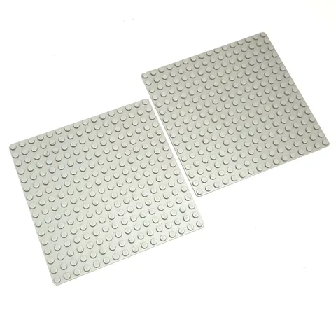 LEGO 16x16 Light Gray Baseplates Lot of 2 Thin Plates 3867 Bulk Plates Bundle