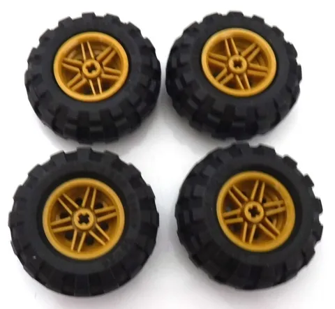Lego Tire 55976 56x26 And Pearl Gold Wheel 56145c01 x4, New