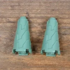 LEGO Sand Green Cone 2 x 2 x 3 Jagged - Step Drill Part No. 28598 Qty 2