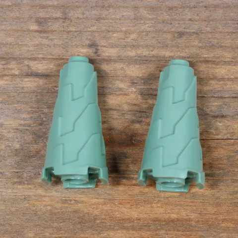 LEGO Sand Green Cone 2 x 2 x 3 Jagged - Step Drill Part No. 28598 Qty 2