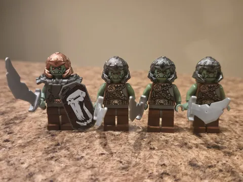 LEGO Castle Troll Warrior Minifigure Lot, Good Condition With Accessories 7038