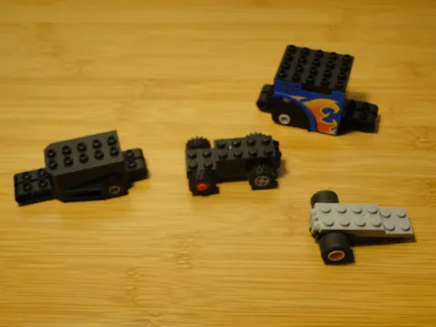 LEGO Black and Light Gray Pull Back Action Friction Motor Car Bases
