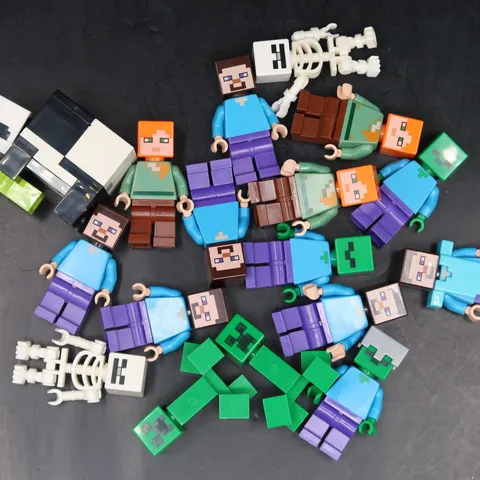 Lego Minifigure Assorted Minecraft Lot Of 17 Minifigs Steve Zombies Skeletons
