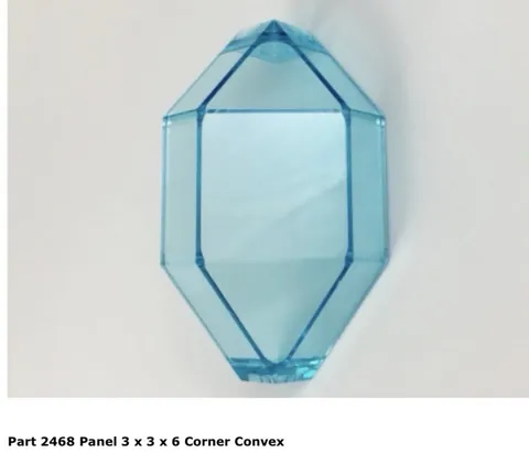 Lego 1x 2468 Trans-light Blue Panel 3 x 3 x 6 Corner Convex 6396