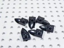 LEGO Lot of 6 Black 1x1 Modified Plates w/ Claw Tooth BH