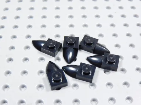 LEGO Lot of 6 Black 1x1 Modified Plates w/ Claw Tooth BH