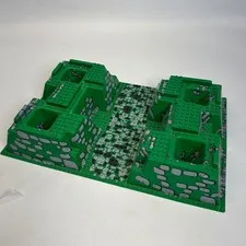 LEGO 3D Raised Baseplate 32x48 Green Castle Stone Road Double Crater 30271px2