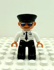 Lego Duplo Figure Airline/Airport Worker w/ sunglasses & an attitude white/black