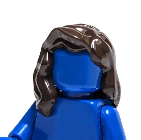 Lego - Minifigure Hair - Dark Brown, Mid-Length, Part over Shoulder, Female