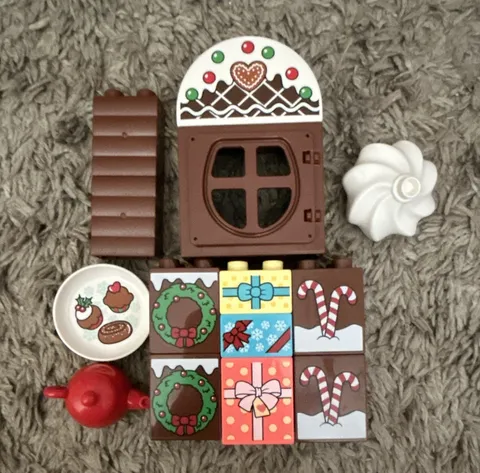 LEGO Gingerbread House Printed Parts Lot Window Candy Cane Tiles Mug