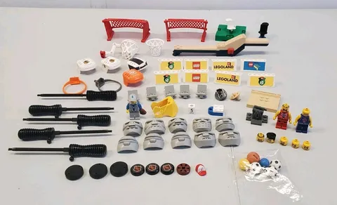 Vintage LEGO Sports Lot Goals Nets Hockey Basketball Accessories Stands Handles