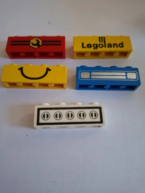 No 298.  5 x Lego Basic 1x4 3010 Printed