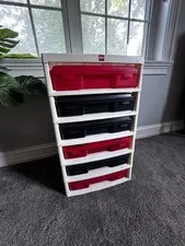 Rare LEGO Ninjago IRIS Storage Tower Red & Black 6 Drawer Organizer + Cases
