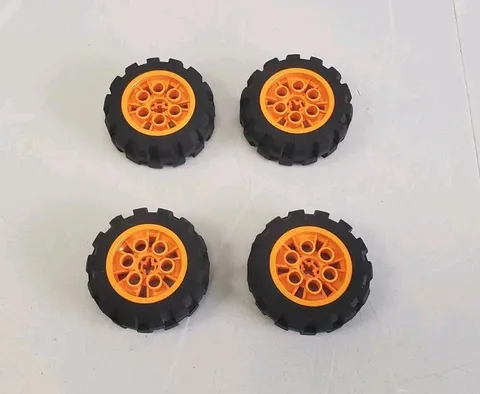 Lego Technic 20 x 30 Tires Wheels #4266 Rims #2857 Orange Black Set Of 4 Part