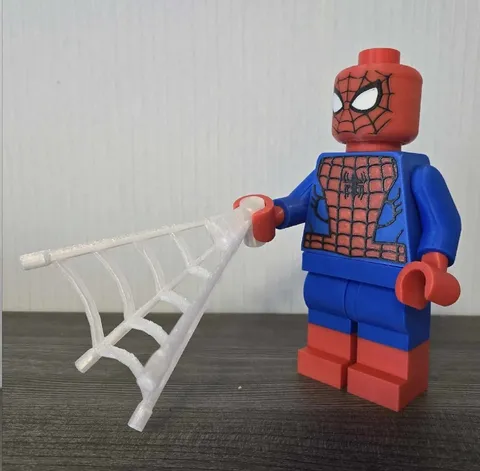 Large 3d printed LEGO Spider-Man Minifigure Figure w/ White Web Accessory