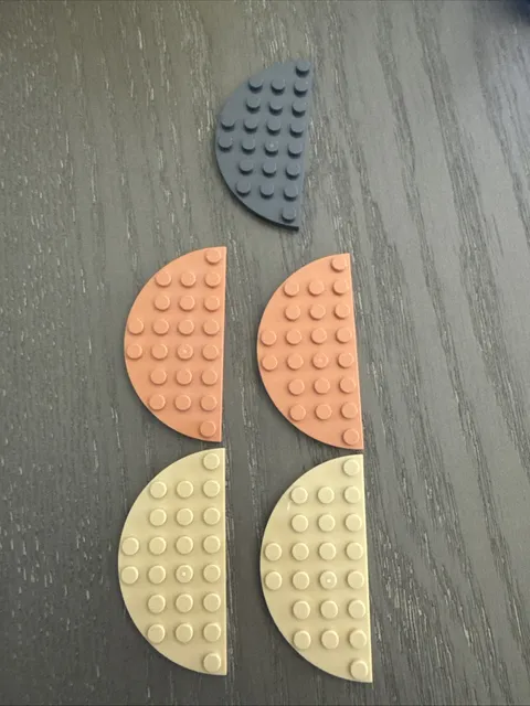 LEGO Plate 4 x 8 Round Half Circle (22888) 5 Pieces Tan Gray