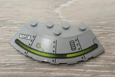 Lego 95188pb10 Light Bluish Gray Brick Round Corner 6x6 Slope 33 Edge Alien Ship