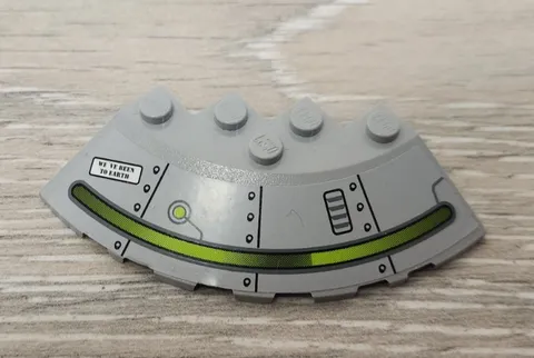 Lego 95188pb10 Light Bluish Gray Brick Round Corner 6x6 Slope 33 Edge Alien Ship